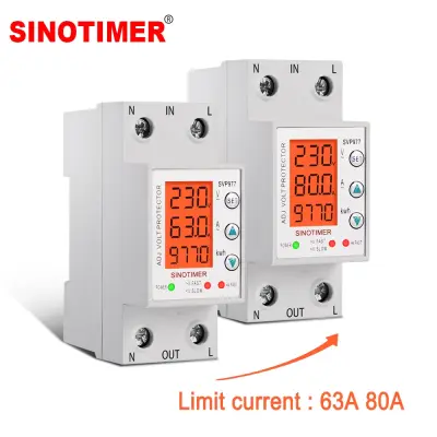 LCD 63A 80A 230V AC Auto Reconnect Over and Under Voltage Protector Over Current Protection Relay with Cycle Countdown Function