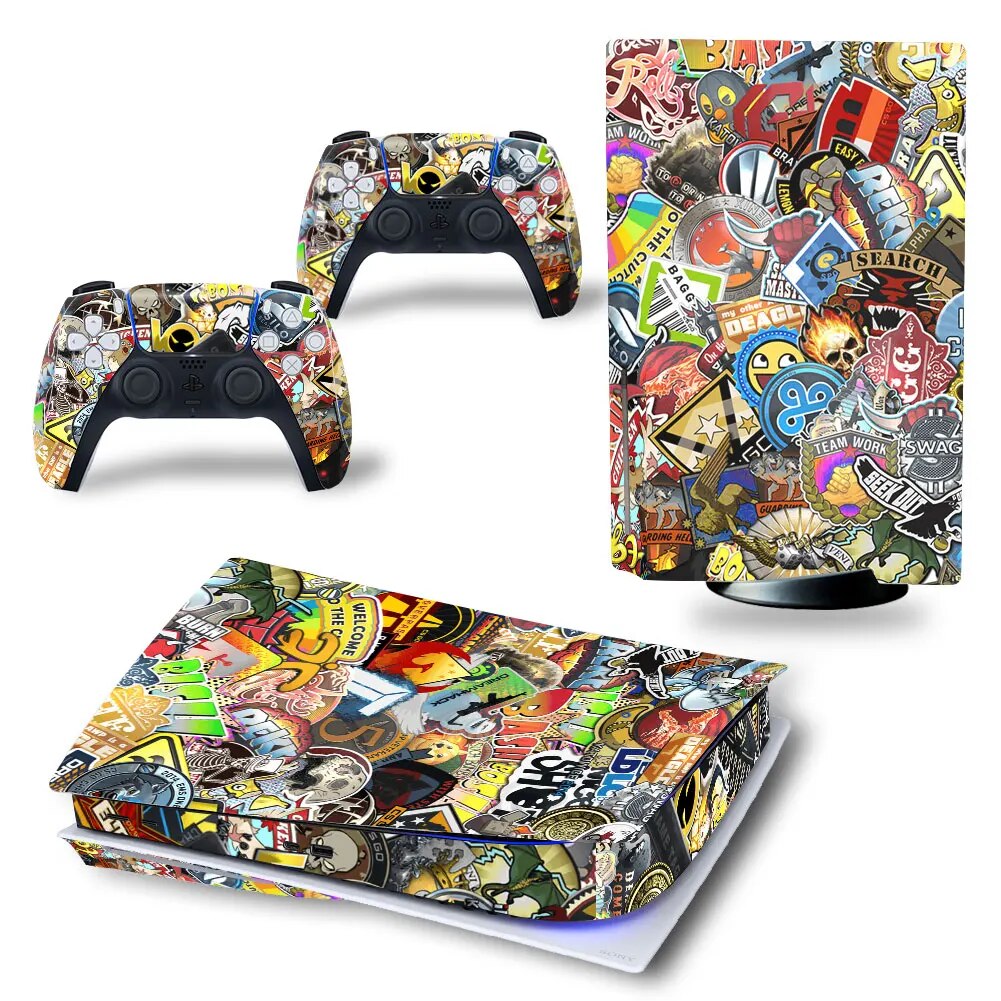 【Limited stock】 Graffiti Scrawl Ps5 Disk Digital Skin Sticker Decal Cover For Ps5 Console And Controllers Ps5 Skin Sticker Vinyl 4154