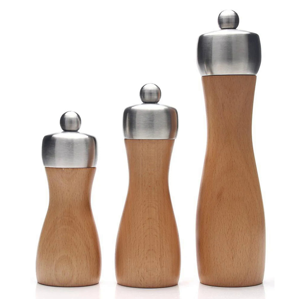 Cao cấp gỗ muối và hạt tiêu Máy Xay, Beech Pepper Mill, Shakers với điều chỉnh thép carbon hoặc lõi gốm