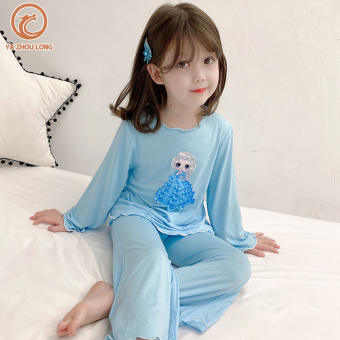 YA ZHOU LONG Bộ quần áo ngủ cho nữ dài, quần áo nhà hoạt hình trẻ em vừa và lớn, cotton nguyên chất