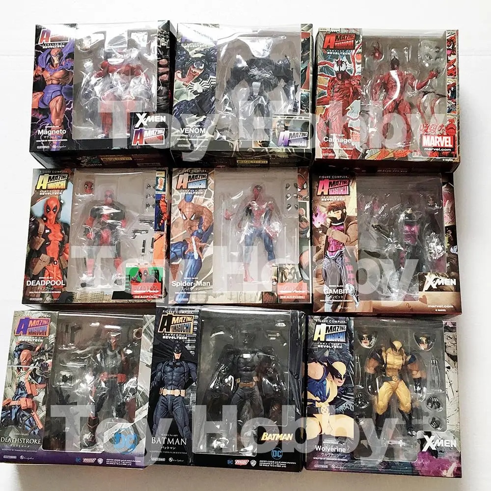Revoltech deathstroke Deadpool Spiderman Wolverine tàn sát nọc độc Mô hình nhân vật Yamaguchi Đồ chơi mô hình quà Tặng Búp Bê