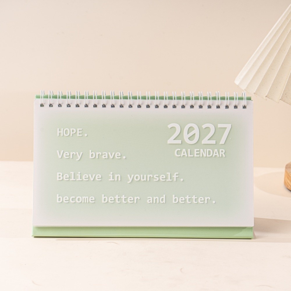SHIKICK Cuộn dây loại Lịch để bàn năm 2027 Thiết kế đứng Chống thấm nước Lịch lật để bàn Đơn giản Lật trang Sổ kế hoạch hàng tháng Bàn làm việc văn phòng