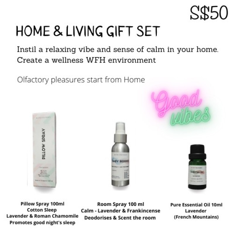Buy Christmas Scented Home Gift Set Cotton sleep Pillow spray Calm Room spray and French Mountains Lavender Essential oil Singapore
