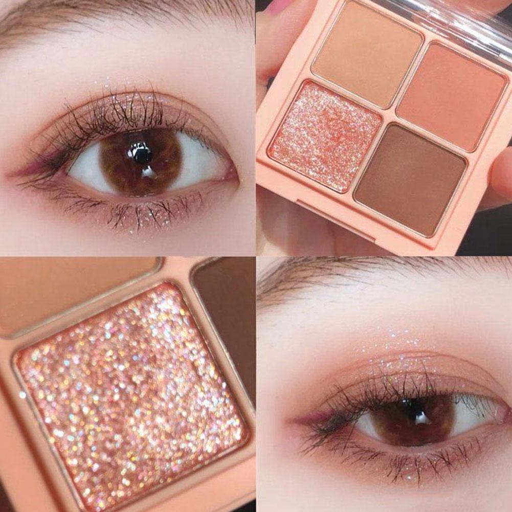 4 màu sắc phấn mắt bút vẽ mắt Khỏa Thân Palette long lanh tạo mắt phẩm Thân nên bóng mỹ Khỏa U9Z9