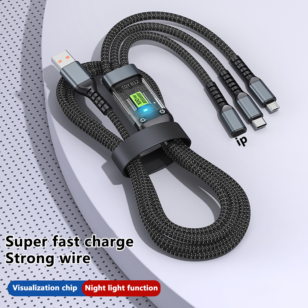 Đa dây sạc nhanh 100w 3 trong 1 cáp sạc splitter usb c loại c cáp dữ liệu điện thoại di động máy tính điện thoại máy tính xách tay máy tính bảng