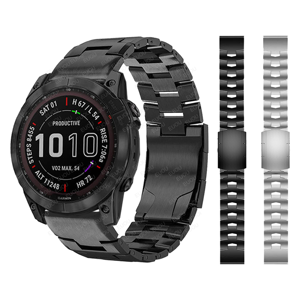 QuickFit 26mm 22mm Titanium Metal Steel Watch Band For Garmin Fenix 8 7X 7 Solar 6x Pro/EPIX/Descent MK3 Mk2i G1 Strap Bracelet Watchband ราคา 773 บาท*ส่งฟรี