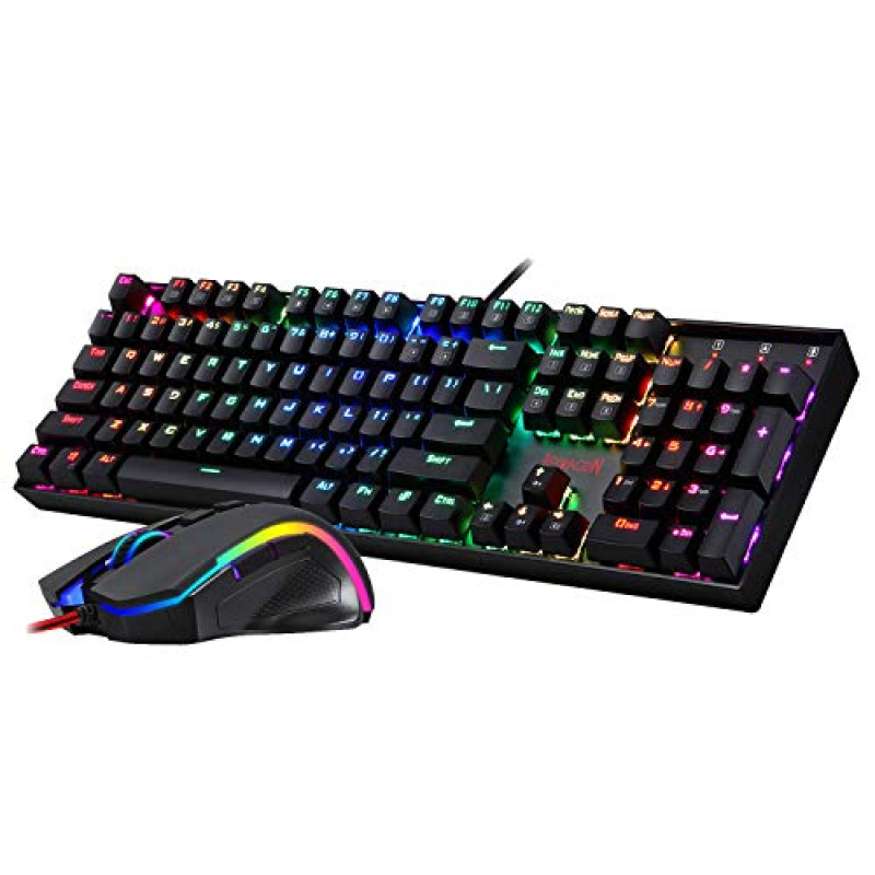 Redragon K551-RGB-BA Mechanical Gaming Keyboard and Mouse Combo Wired RGB LED Backlit 104 Key Keyboard & 7200 DPI Mouse for Windows PC Gamers (104 Key Keyboard Mouse Set) Singapore