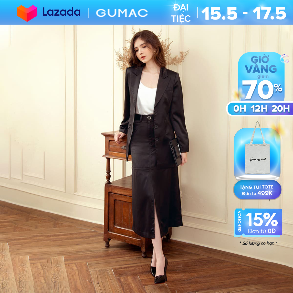 [15 - 17.5 | TẶNG QUÀ đơn từ 499K] Áo vest nữ GUMAC AB913 cơ bản