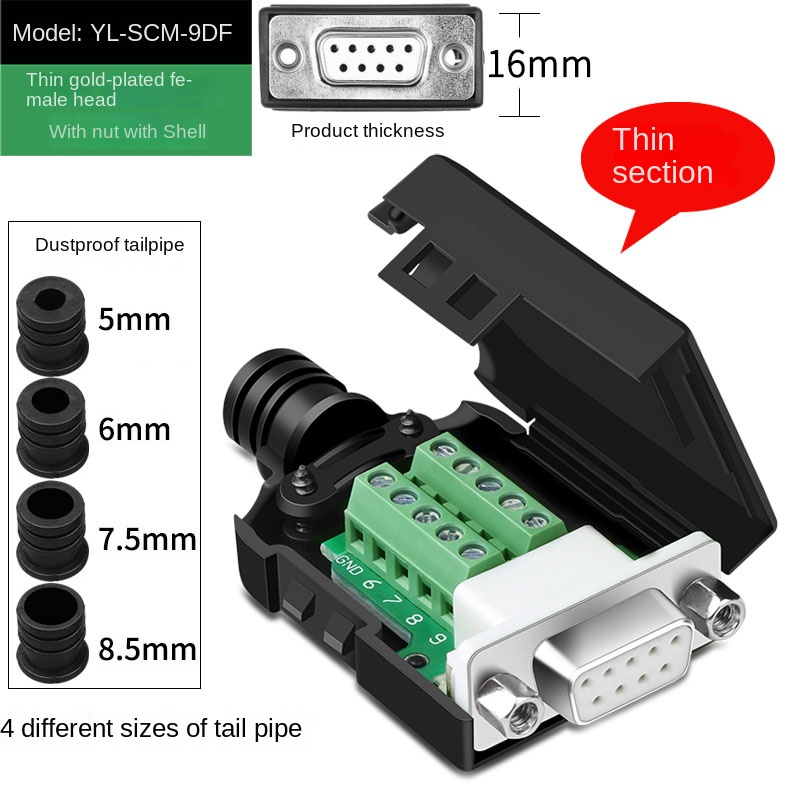 Đầu Nối DB9 Không Hàn YL-SM9P | 9 Chân RS232/COM, Đực/Cái - Đực vít ngắn tốt