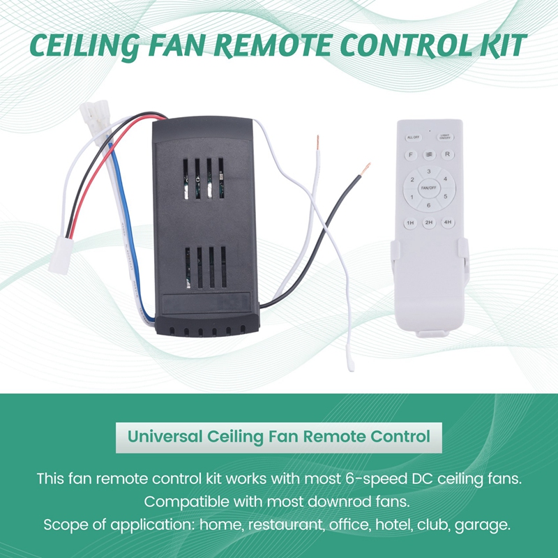 Universal Ceiling Fan Remote Control Kit Replacement, 6-Speed & Timing, Remote Replacement for DC Ceiling Fan Light