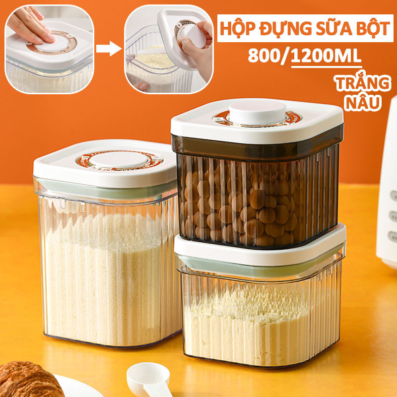 Hộp Đựng Sữa Bột Chống Ẩm Mốc,Hộp Đựng Sữa Bột,Lưu trữ chân không,nút cảm ứng,800ml/1200ml