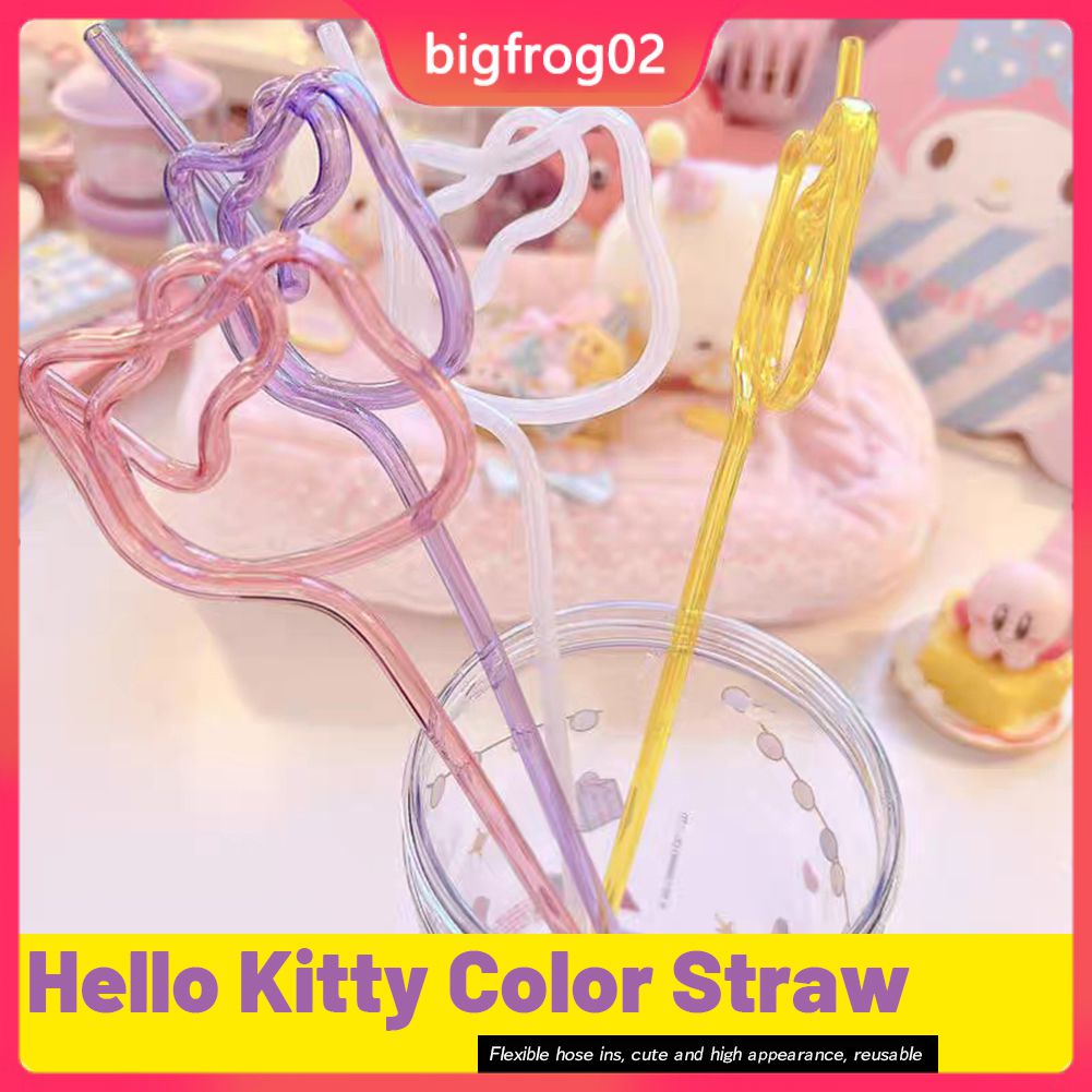 VIVOLILV Hello Kitty Thiết Kế Màu Rơm Mùa Hè đồ uống lạnh Rơm PVC Phim Hoạt Hình Rơm Có Thể Được Sử Dụng