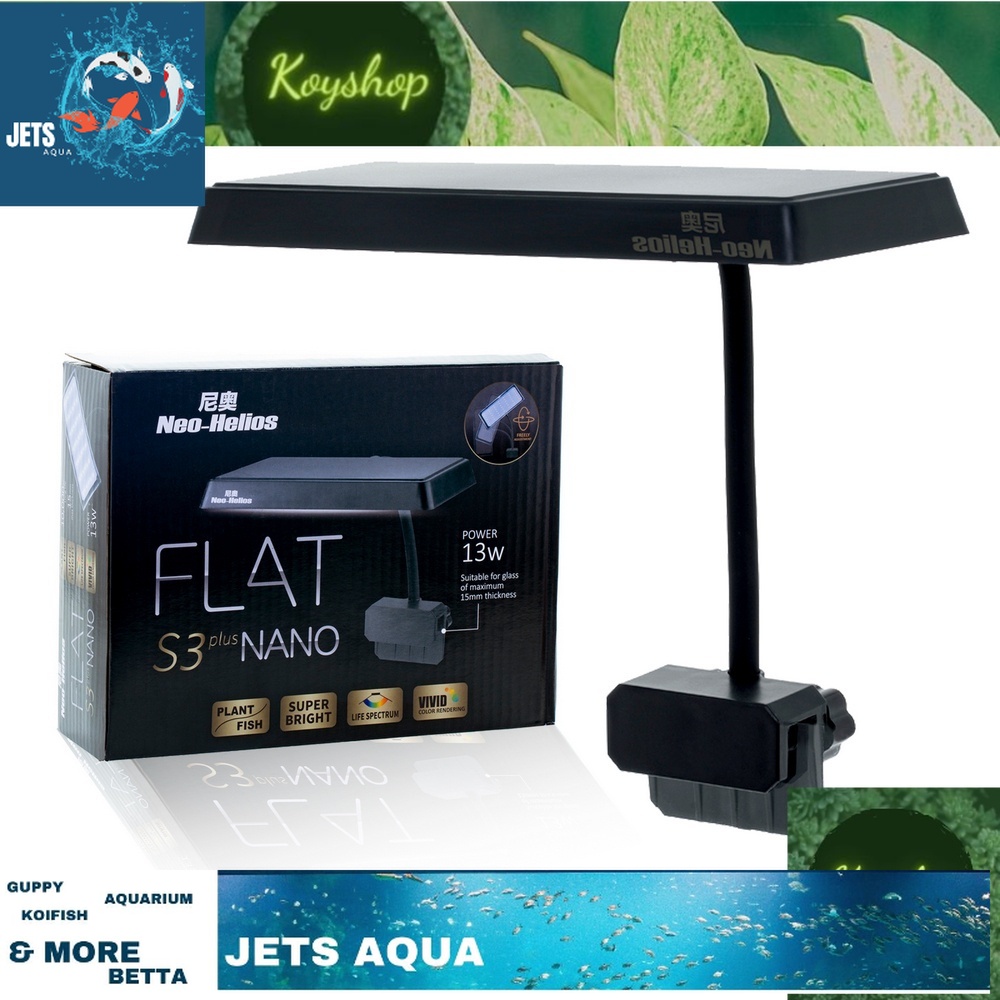 Đèn Led Kẹp Flat S3 Nano RGB Plus - Neo Helios Đỏ Cá Không Đỏ Nước Cho Bể Cá Cảnh, bể cá mini. -Giao nhanh 2h