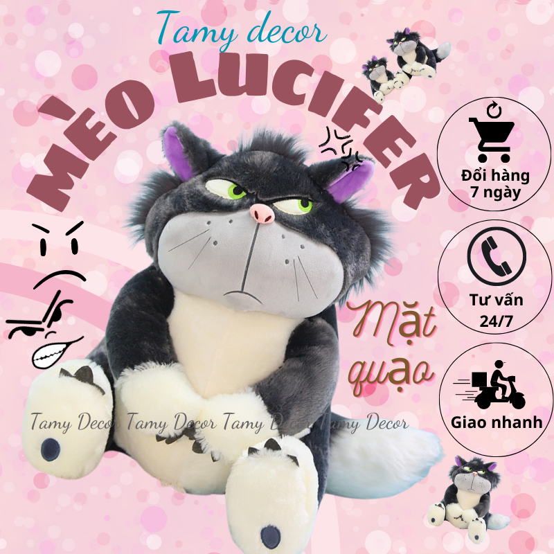 Gấu Bông Mèo Lucifer Disney Mặt Quạo Cao Cấp Tamy Decor làm quà sinh nhật