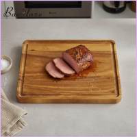 Baoblaze Heavy Duty Construction Acacia Wood Chopping Block Natural Material Wooden Cutting Board Sturdy and Long-Lasting Acacia Wood Carving Board Polished Finish for Chefs Bakers Commercial Kitchen Barbecue