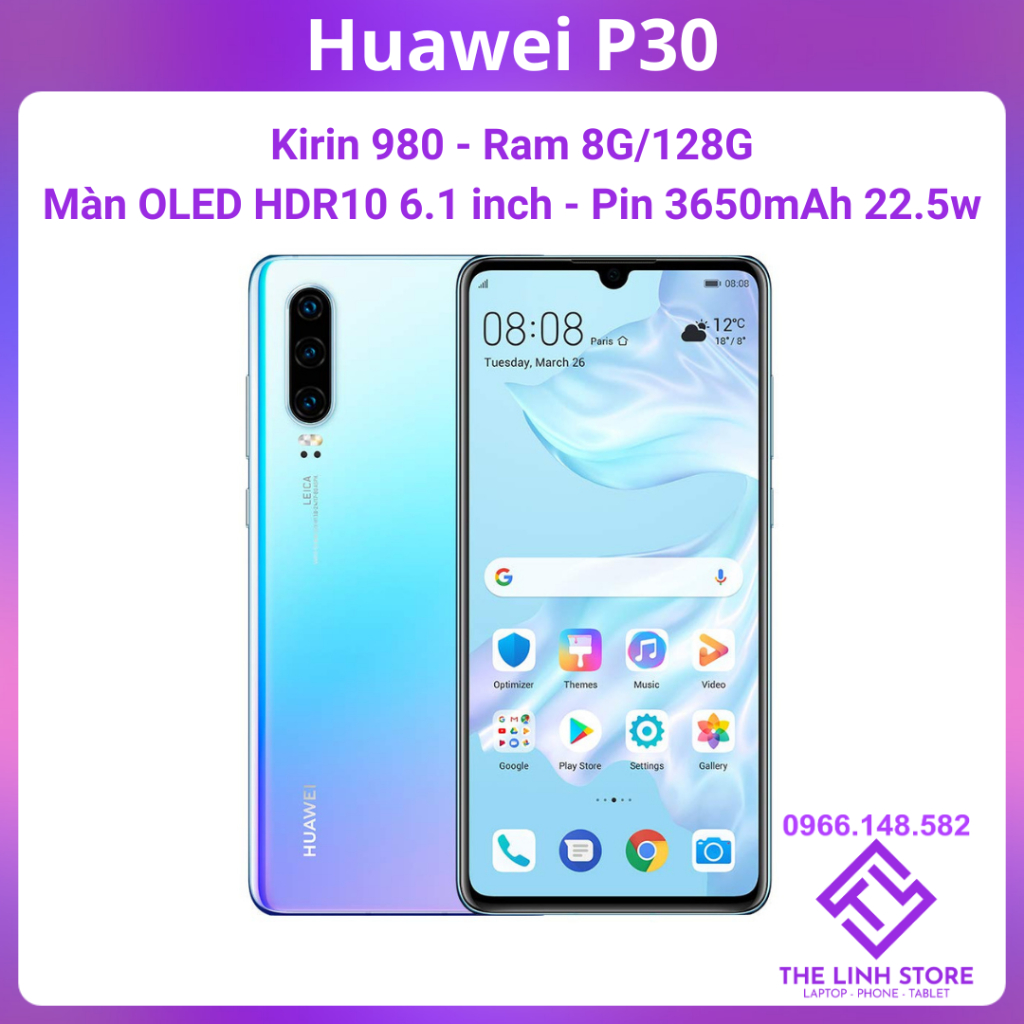 Điện thoại huawei p30 màn oled 6.1 inch - kirin 980 ram 8g 128g