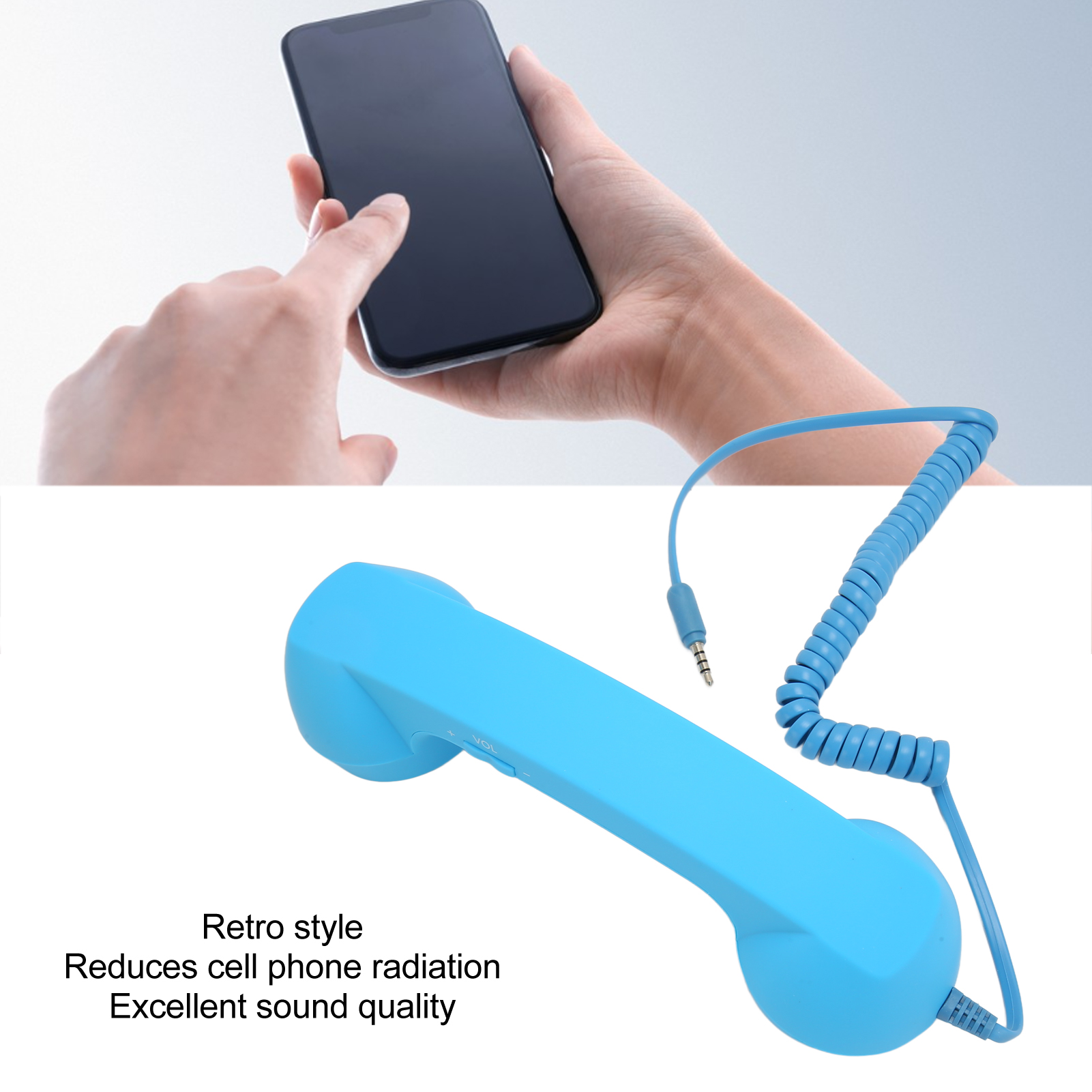 Retro chống bức xạ có dây Máy nghe điện thoại cầm tay cho điện thoại thông minh máy tính (Màu Trắng)