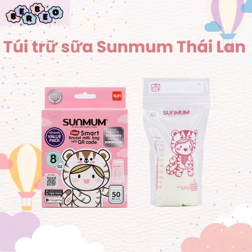 Túi trữ sữa Sunmum Thái Lan 250ml - 3 Khoá Zip Chống Tràn