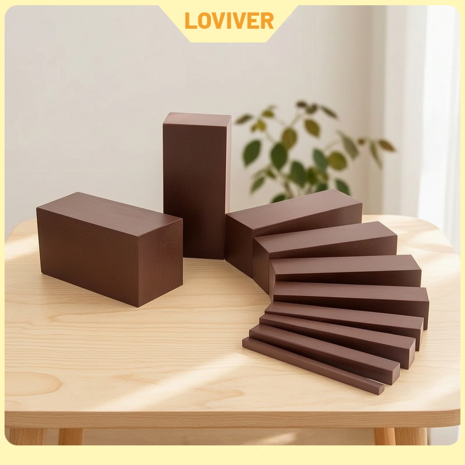 LOVIVER Graduated Brown Stair Smooth Child-Centered Sensory Material Educational Rectangular Prisms Matte for Preschoolers, Classroom, Homeschool ราคา 5,487 บาท*ส่งฟรี