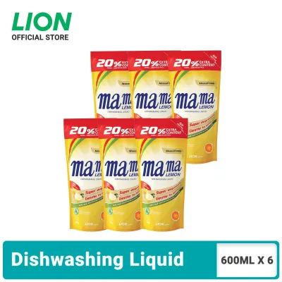 Mama Lemon Dishwashing Liquid Lemon Gold Refill 600ml x6
