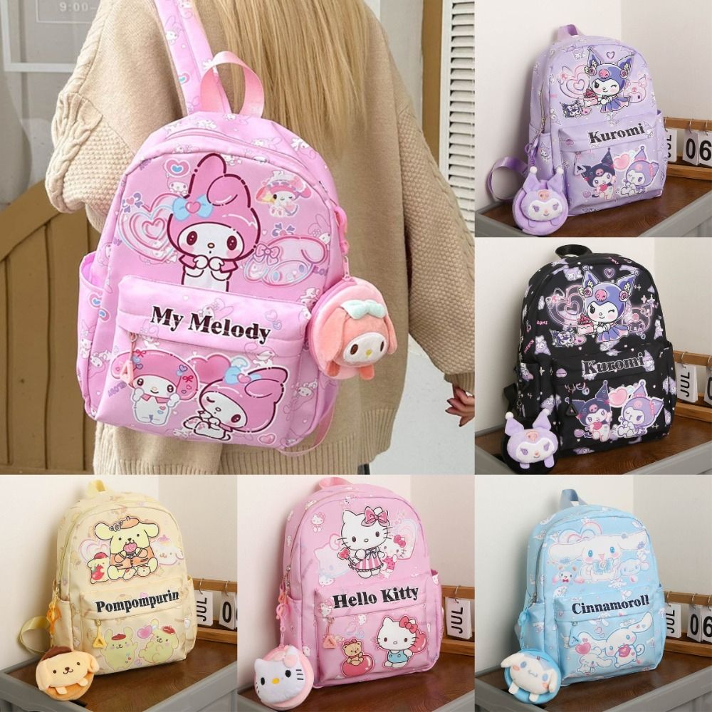 CHOCOL Hello Kitty Ba lô Sanrio Hoạt hình Cinnamoroll Cặp sách Sức chứa lớn Cặp sách trẻ em