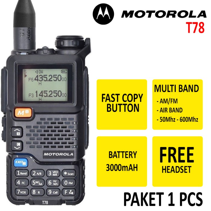 MOTOROLA HANDY TALKY T78 ALL BAND - HITAM-Shelishop13 Harga  469,000 Ringgit*Penghantaran Percuma