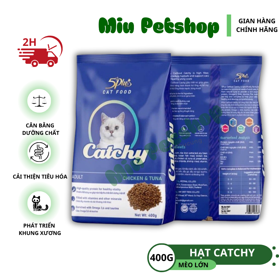 Hạt cho mèo lớn - Hạt catchy vị cá ngừ và gà túi 400g