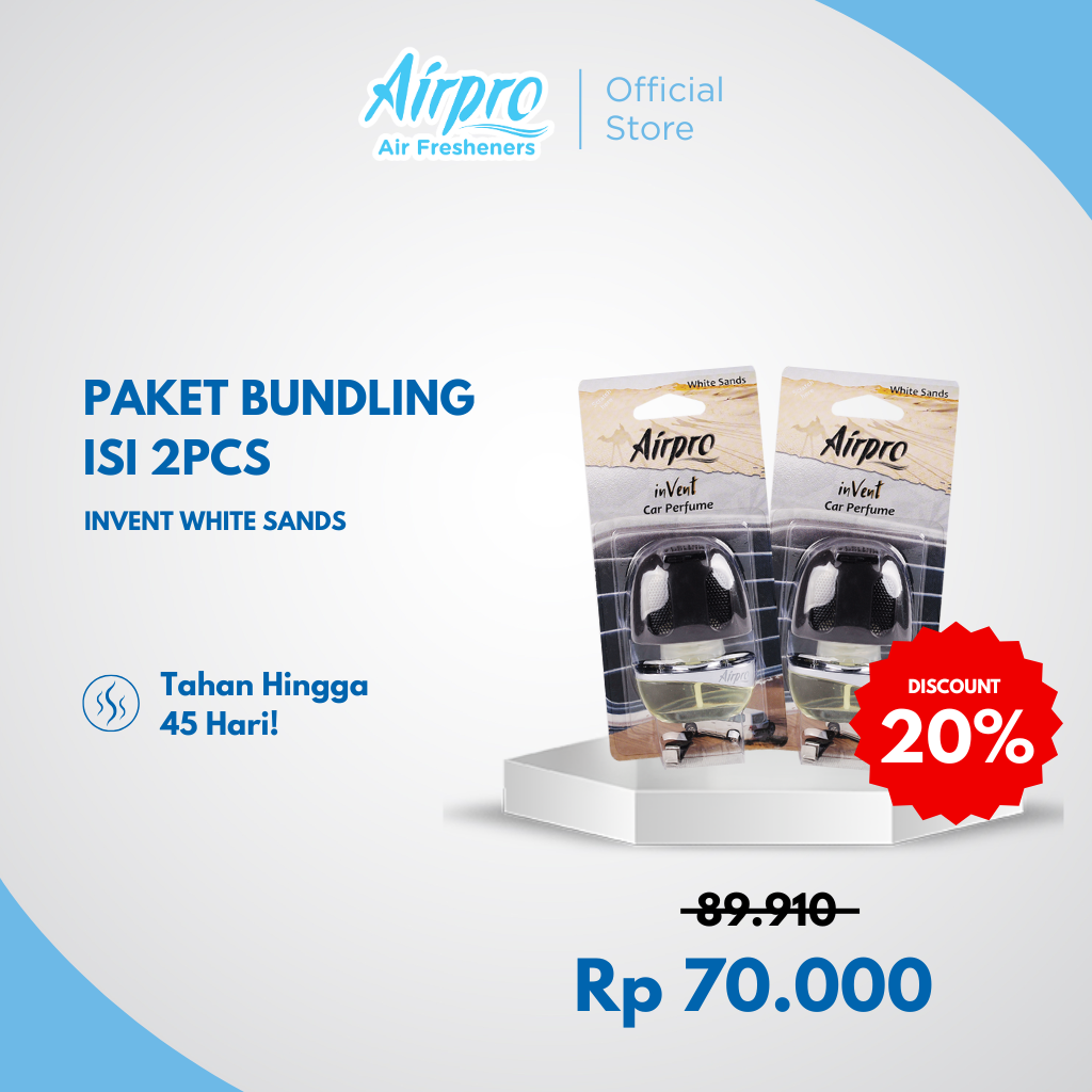 Airpro Invent White Sands Package Contains 2 Pcs - Car Fragrance & Perfume Harga 70,000 rupiah*Gratis Ongkir