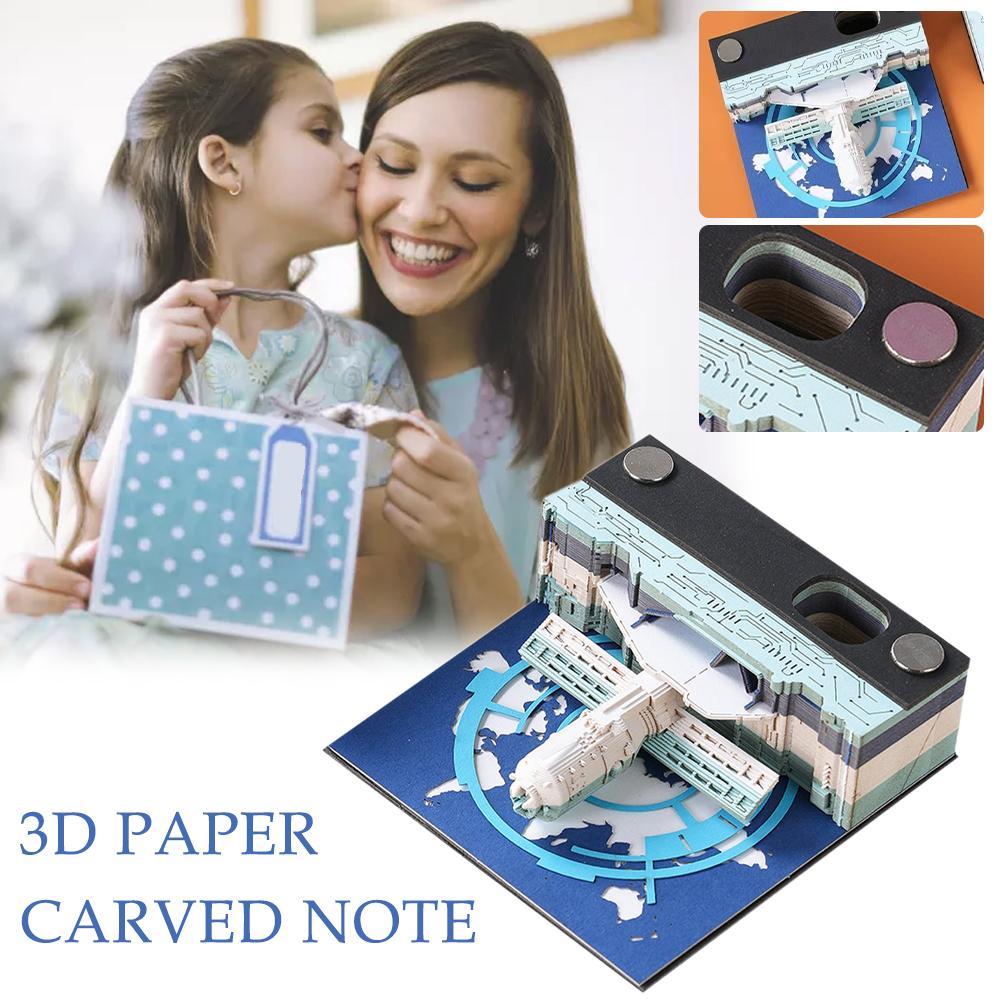2024 Chronicle Desk Calendar Creative 3D Paper Carving Office Desktop Decoration Earth M3W6