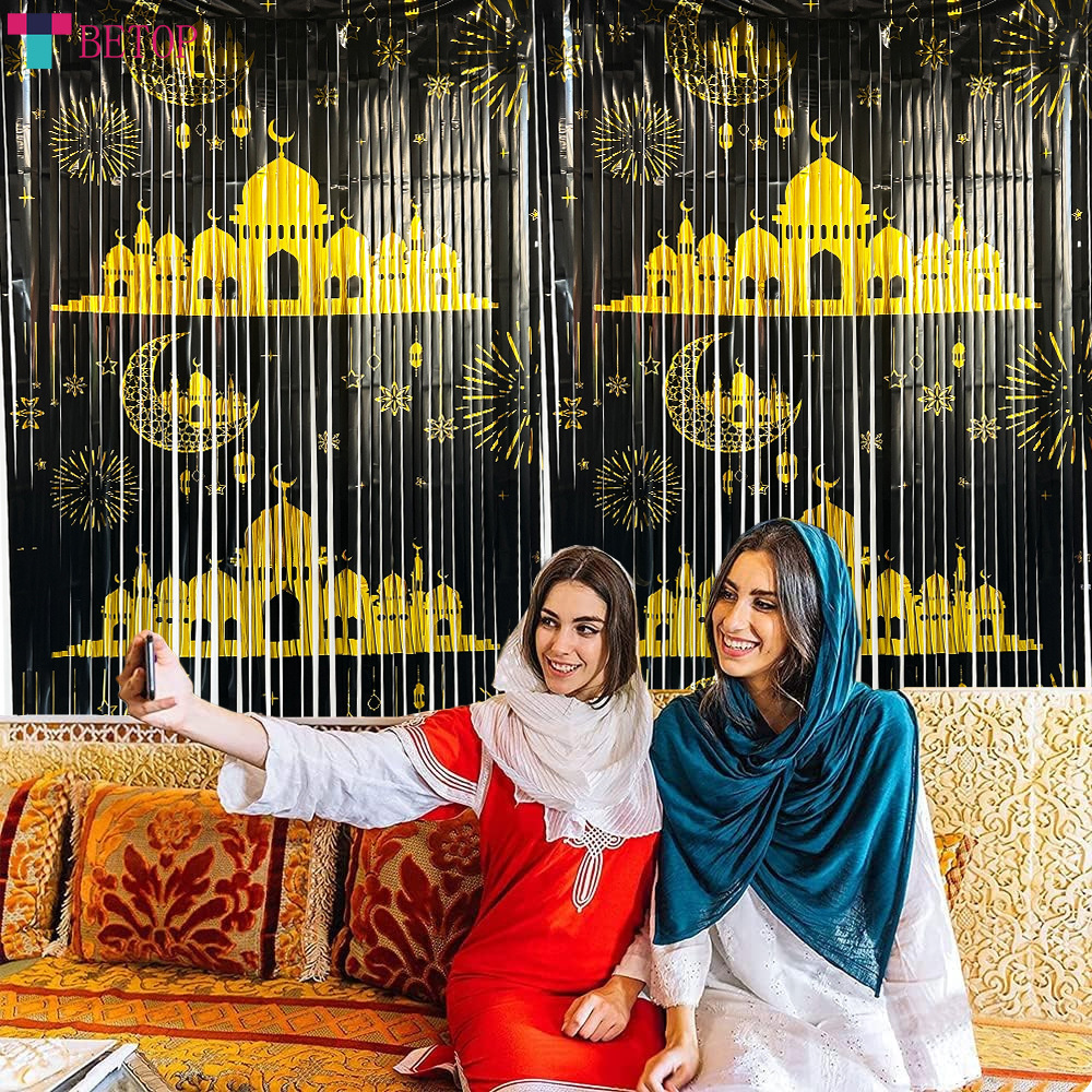 Teabelle   1x2m EID mubarak trang trí lá rèm cửa mubarak trang trí tiệc tường đạo cụ chụp ảnh