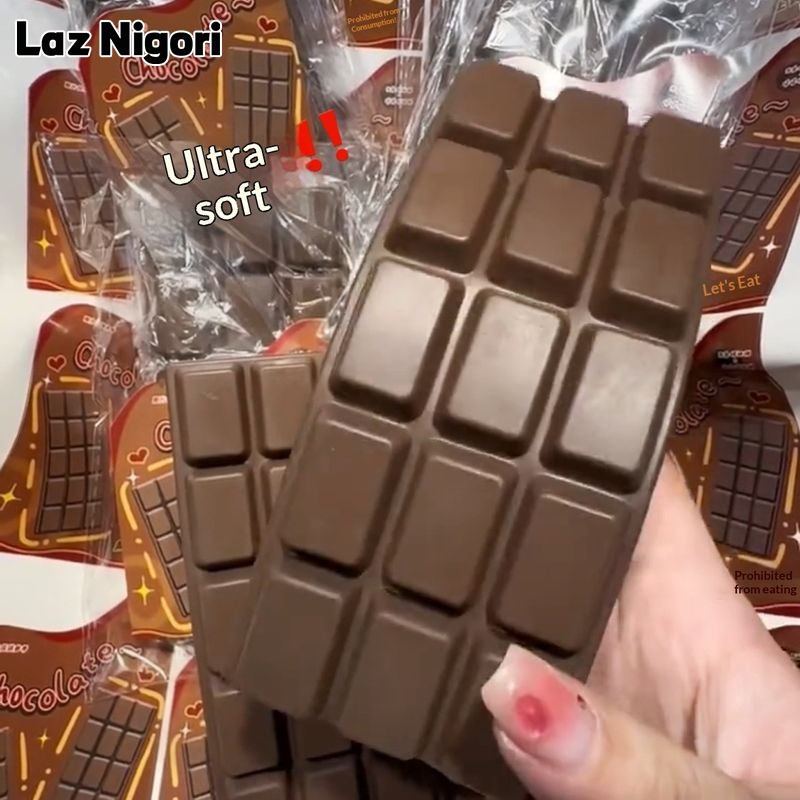Laz Nigori Soft Chocolate Bar Squishy Toy for Stress Relief - Realistic PU Foam Simulation, Perfect Gift for Adults and Teens ราคา 62 บาท*ส่งฟรี