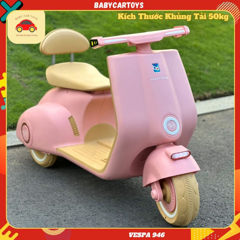 Xe máy điện trẻ em BDQ 915, xe máy điện trẻ em vespa kích thước khủng, tải trọng 50kg