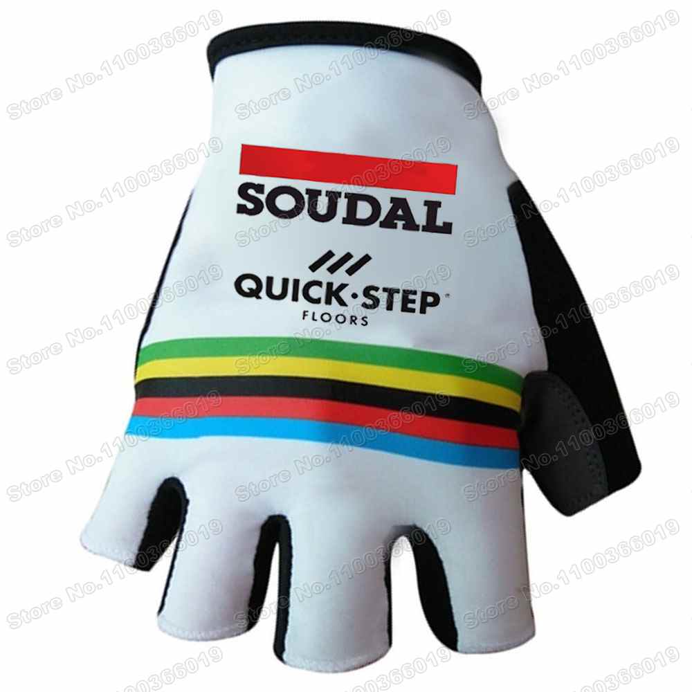 【sought-after】 2023 Team Soudal Quick Step Cycling Gloves Champion Gel Half Finger Road Bike Jerseys Mittens Mtb Maillot