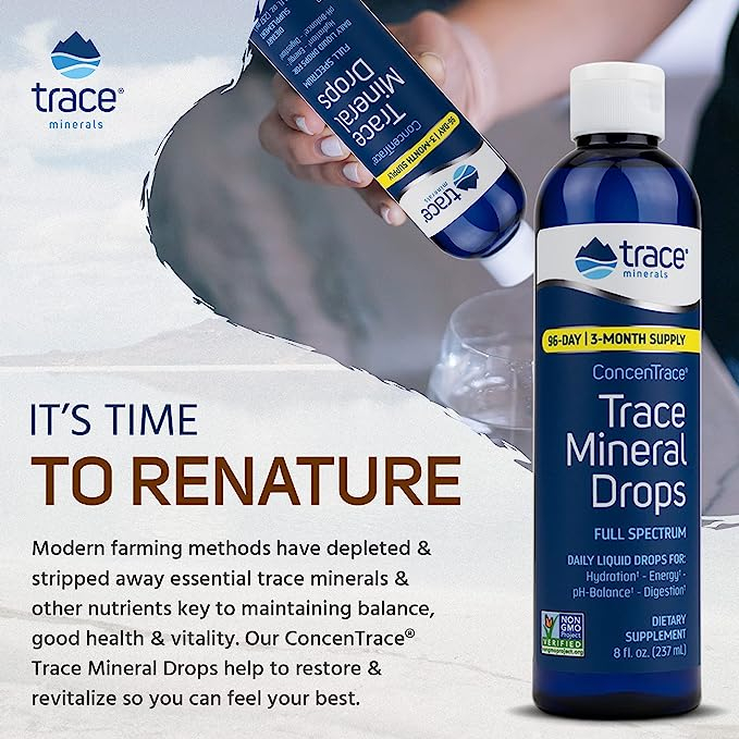 Khoáng vi lượng Trace Minerals ConcenTrace Drops | Full Spectrum Minerals - America's #1 Trace Mineral Brand Feel the Difference Guaranteed Non GMO Project Verified OMRI Listed for Organic Use RCC Kosher Certified Halal