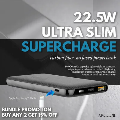 Arccoil™ C11 Gen2 【22.5W】 Supercharge Huawei Ultra Slim PD Power Bank 10000 mAh [Coupon Special]
