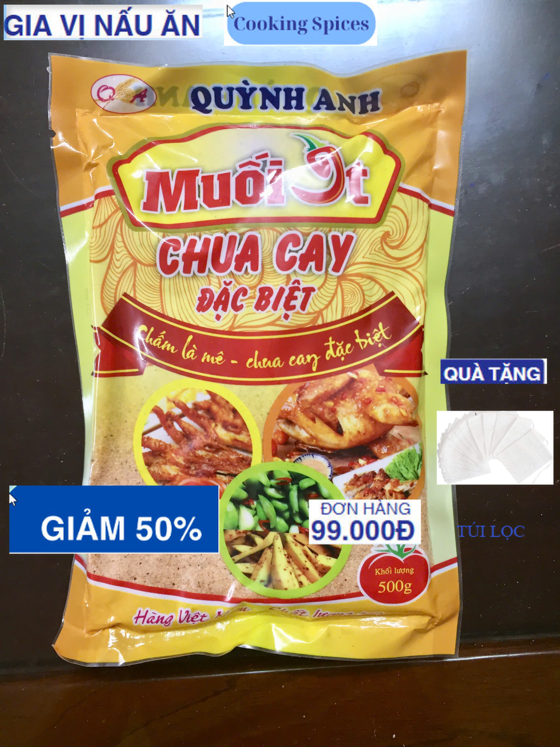 500gr Muối ớt chua cay Quỳnh Anh