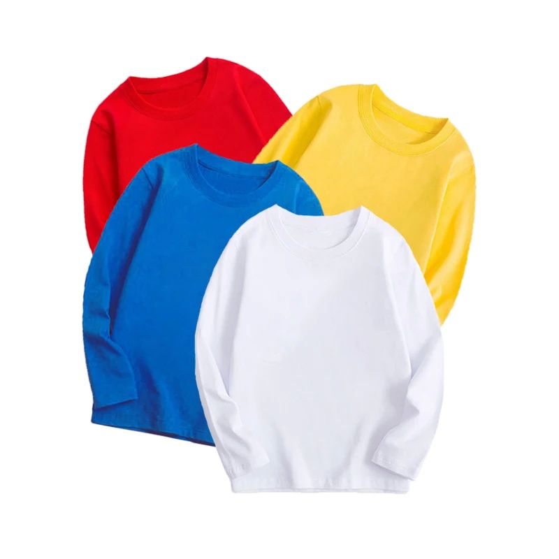 New kids' T-shirts for 2025 7 Colors Spring Long Sleeve Tees Children's T-shirt Cotton Solid Colour Base Coat Leisure Wear Boys Girls Tops Kids Clothes