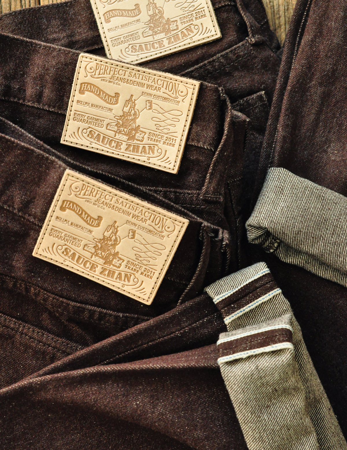 AQLKY Saucezhan Men Jeans Brown Jeans Men Jeans Trousers Selvedge Denim Jeans for Men Taper Fit Mens Jeans vintage 13.8 Oz FGUOP · v2