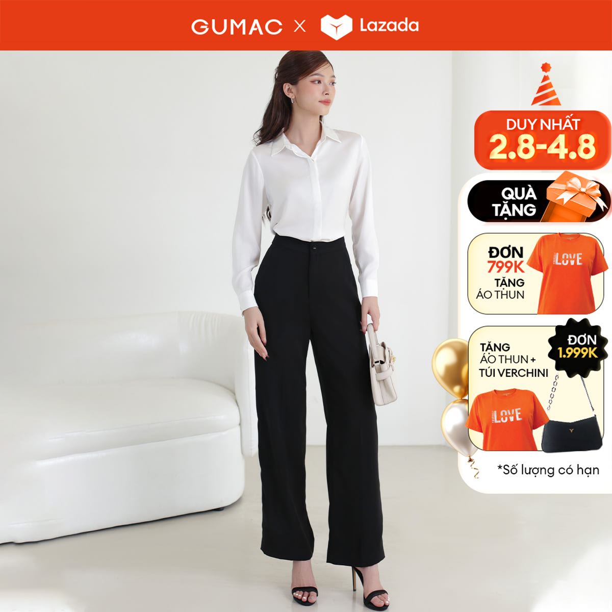 Quần tây ống suông thời trang gumac lqe0305