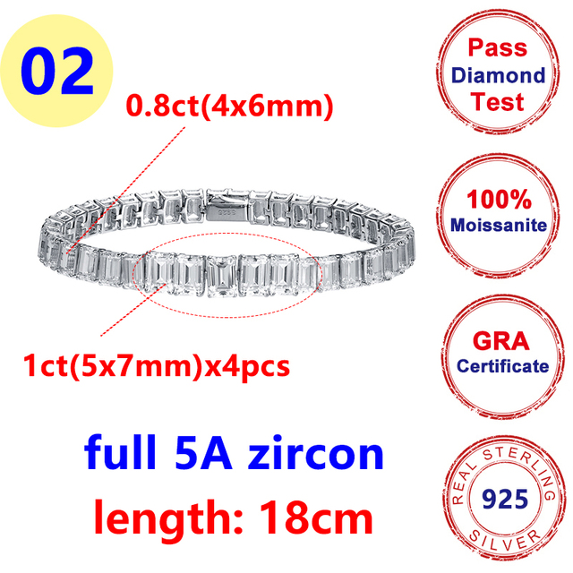 Emerald Moissanite Tennis Lady's Bracelet D Color Sapphire 925 Sterling Silver Plated 18K Gold Bracelet for Women Fine Jewelry ราคา 6,078 บาท*ส่งฟรี