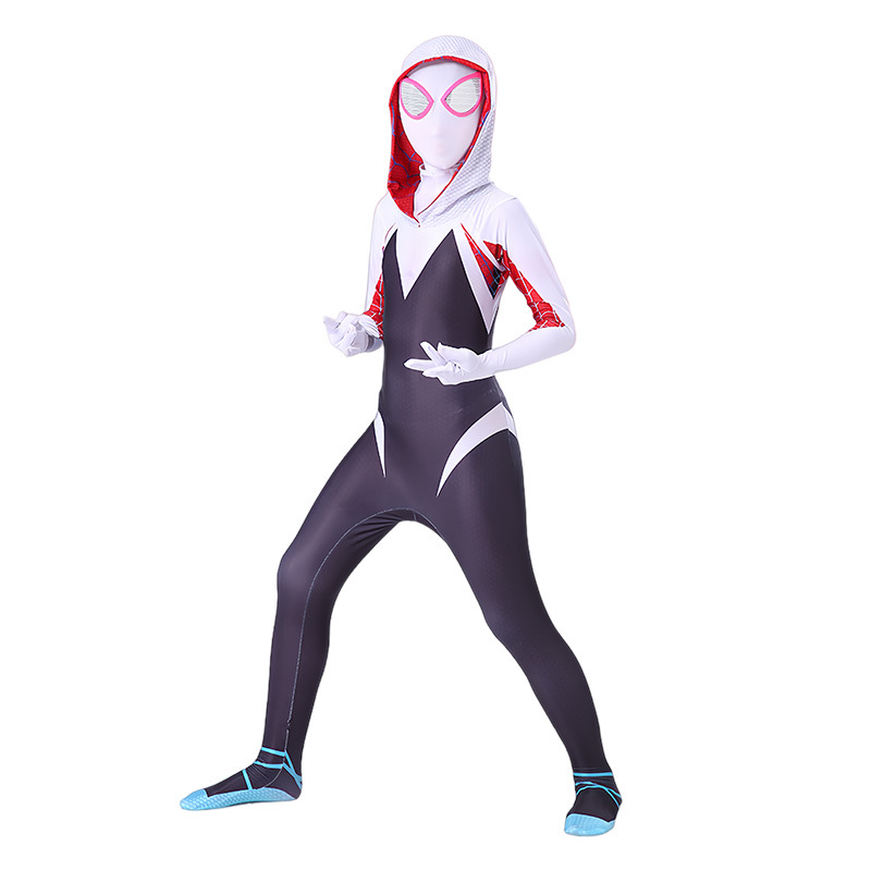 Dặm Đen Spider Man Jumpsuit ôm dáng vừa vặn quần áo cho cả nam nữ người lớn và trẻ em Gwen Bộ suit