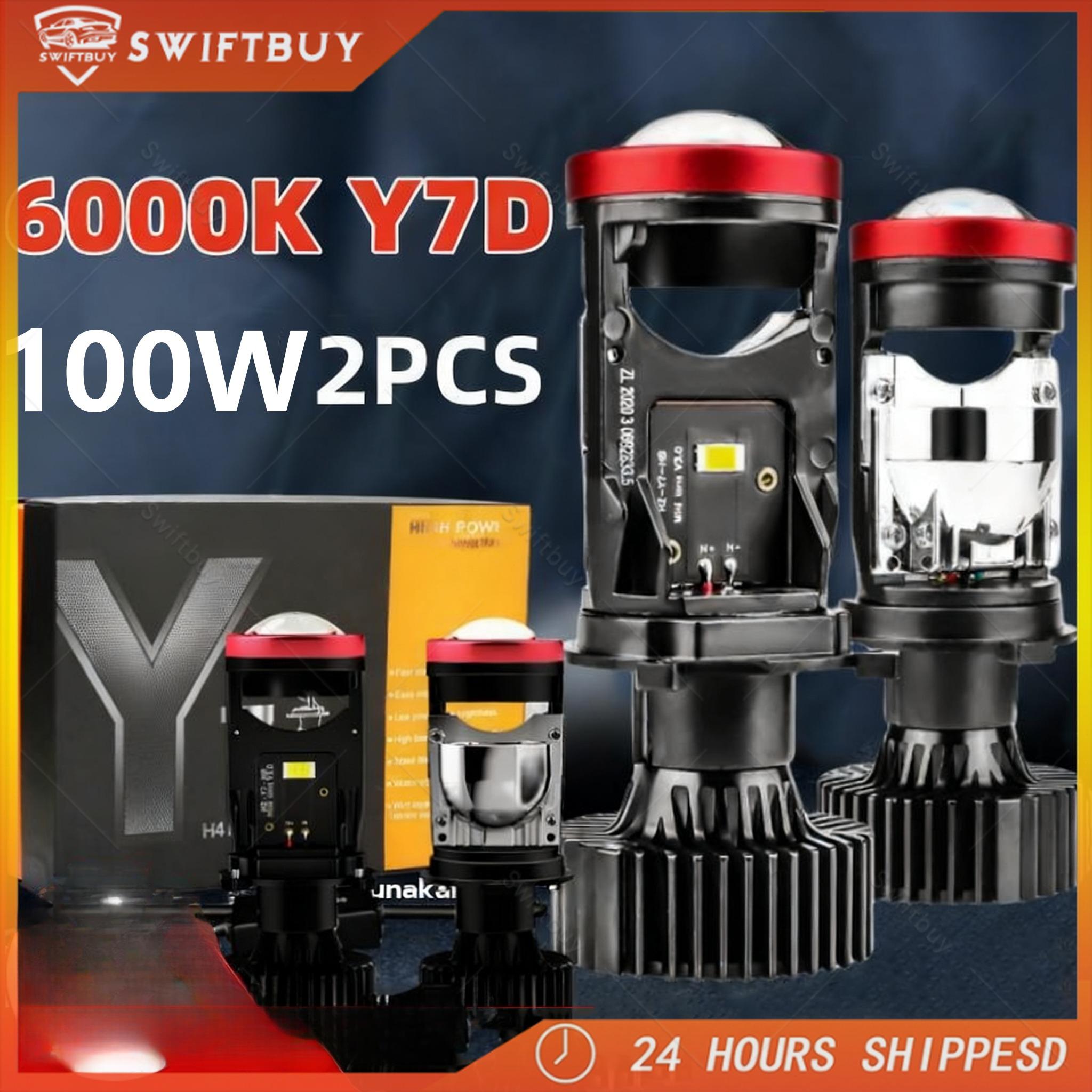 [Mendukung COD]2Pcs Lampu Led Mobil Motor Mini Projector H4 Projie Y7D Y6D 100W Super Bright Harga 85,000 rupiah*Gratis Ongkir