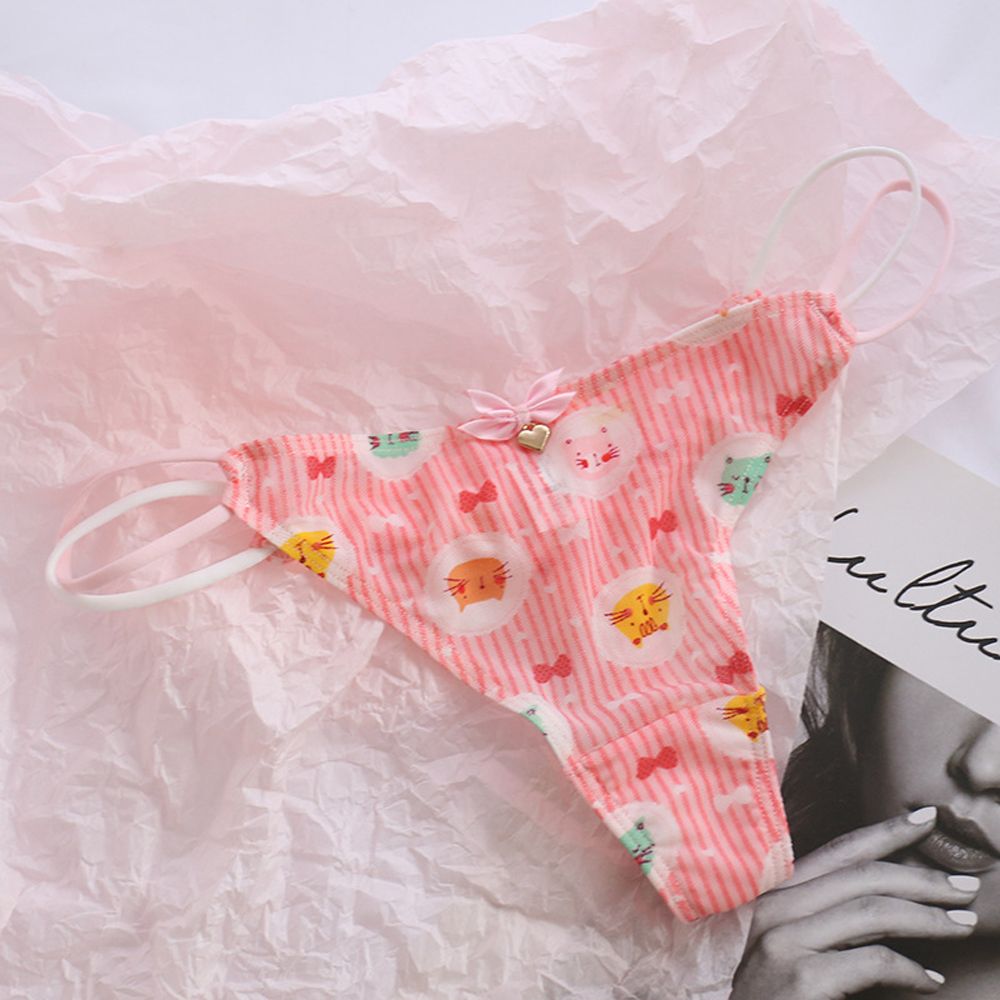 Qingxin thoáng khí dễ thương mèo cạp thấp gấu cho trái tim Hàn Quốc cho nữ Đồ lót lưới sọc tóm tắt Phụ Nữ Cung quần lót