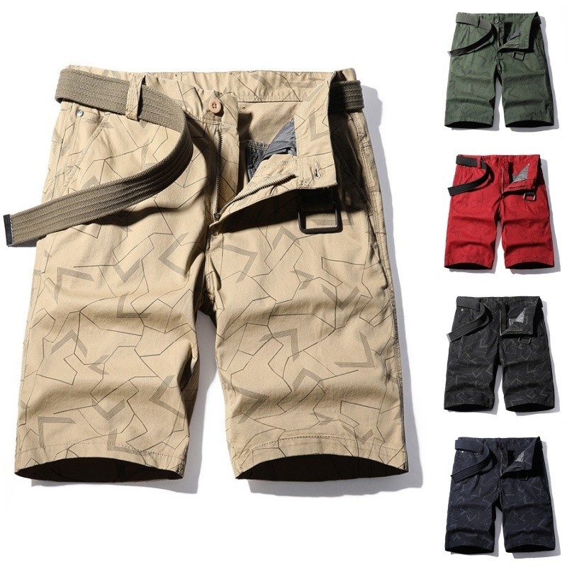 Kích Thước 28-38 Người Đàn Ông Quần Short in sọc Cotton Bermuda mùa hè ngang gối Giản Dị thon gọn Hàn Quốc Thẳng Thoáng Khí Thoải Mái Kinh Doanh Làm Việc Bãi Biển Trang Phục Màu Đen kaki xanh lá cây xanh đỏ