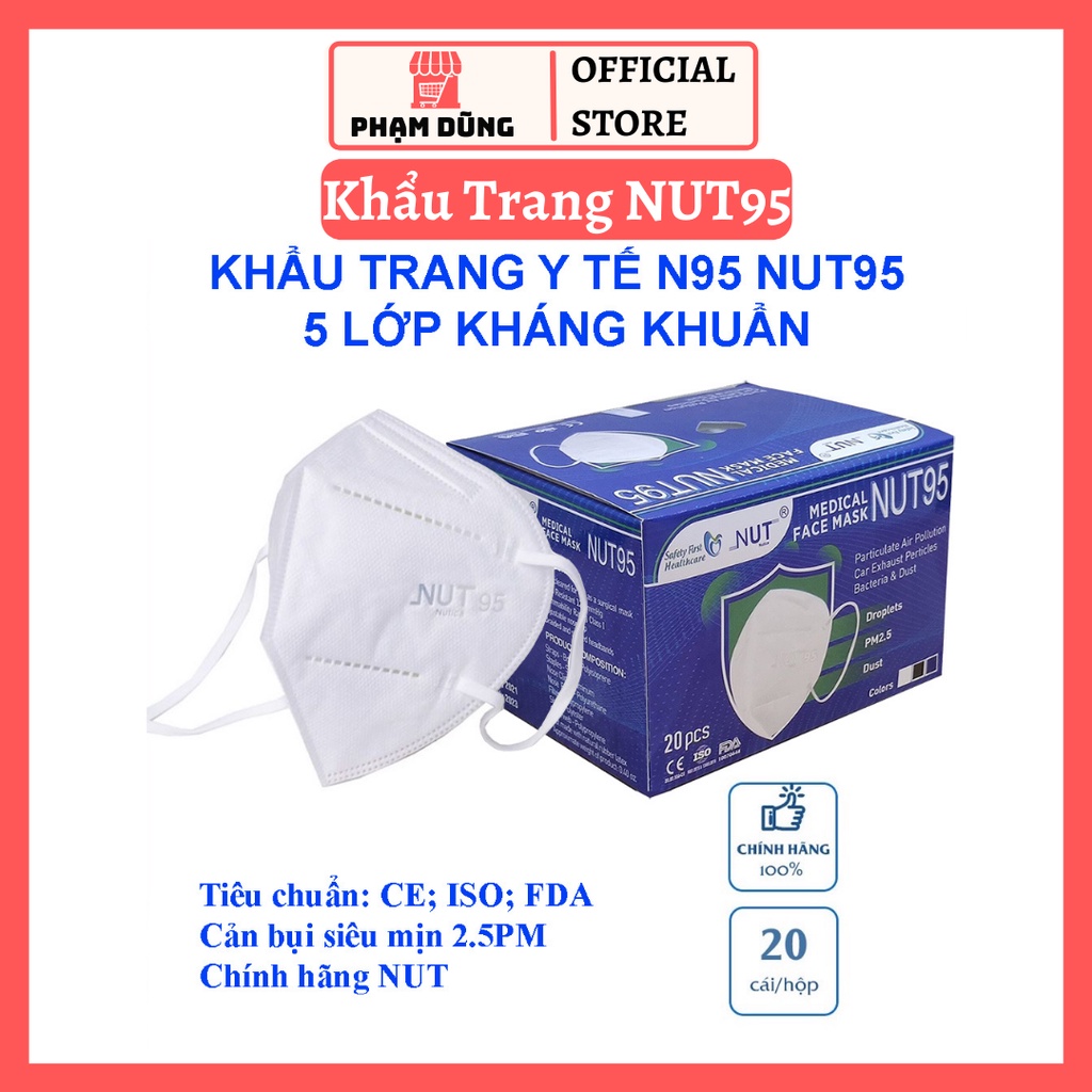 Khẩu Trang NUT95 5 Lớp Kháng Khuẩn Hàng Chính Hãng , Hộp 20 Cái
