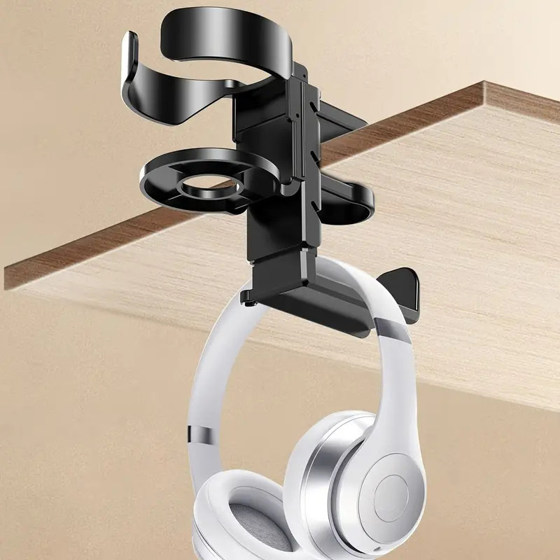 XINGHEC2 Máy tính để bàn 360 độ xoay tai nghe chủ clip với cốc giữ chai chơi game máy tính PC Tai nghe Tai nghe lưu trữ giá