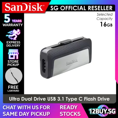 SanDisk Ultra Dual Drive USB 3.1 Type C Flash Drive 150MB/s Read Speed 60MB/s Write Speed 16GB 32GB 64GB 128GB 256GB DC2 3PM.SG 12BUY.SG 5 Years SG Warranty Express Door Delivery 3 to 7 Days