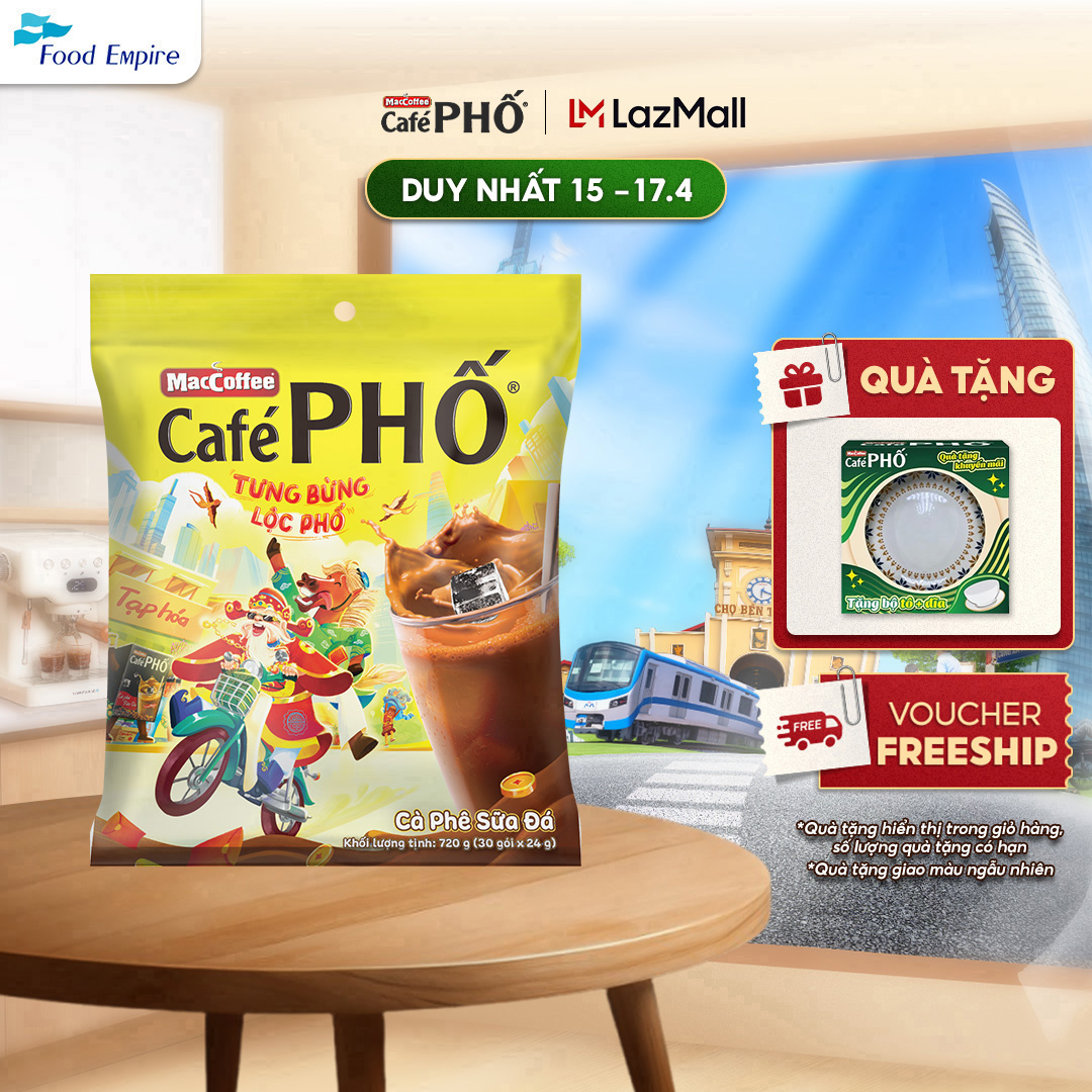 [Bao bì Tết] Túi Cà phê Phố Sữa Đá - Maccoffee (túi 30 gói x 24g)