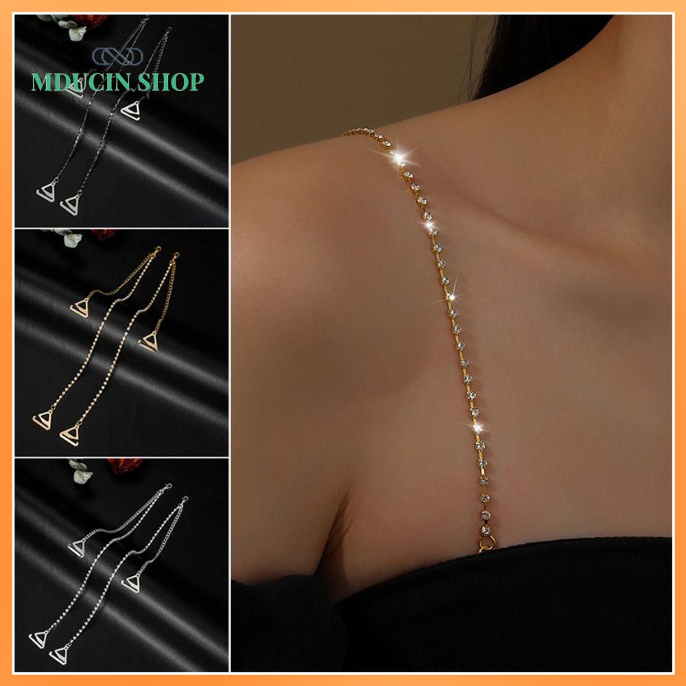 MDUCIN SHOP hở vai Dây áo ngực đính đá Rhinestone Chống trượt Có thể tháo rời Đai áo ngực vai Thanh lịch Trang trí Thay thế dây áo ngực Áo ngực