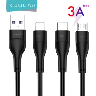 KUULAA Lightning/Type-c/Micro Data cable PVC minimalist cable Fast Charging Data Cable Charge Fast And Safe for Iphone Huawei Xiaomi
